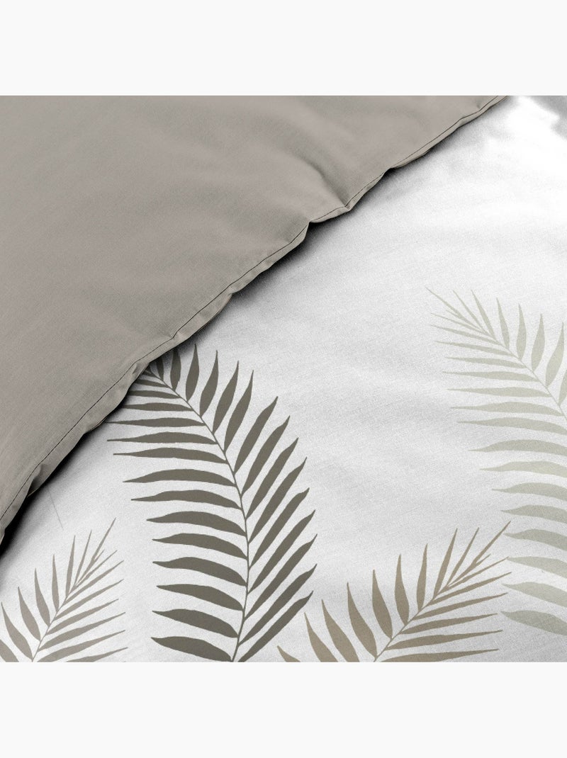 Parure de lit 3 pièces motif feuillages housse + taies Beige grès - Kiabi