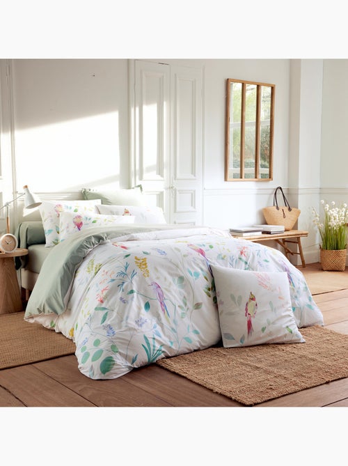 Parure de lit 3 pièces percale de coton 80 fils housse + taies - Kiabi