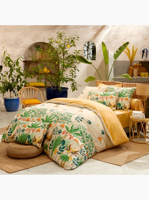 Parure de lit 3 pièces percale de coton 80 fils tropical housse + taies - Kiabi