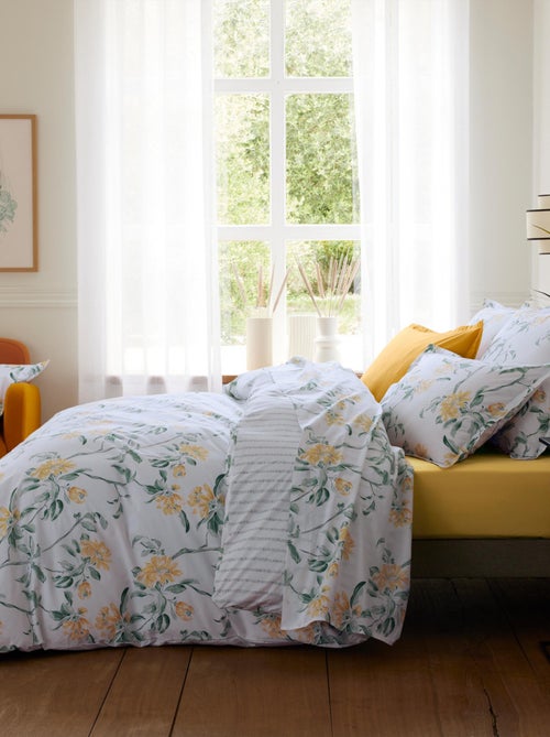 Parure de lit 3 pièces percale de coton floral housse de couette + taies - Kiabi