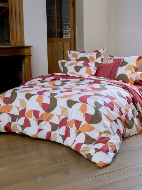 Parure de lit 3 pièces percale de coton géométrique housse + taies - Kiabi