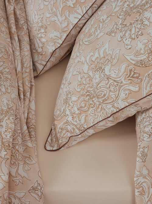Parure de lit 3 pièces percale de coton ornemental classique housse + taies - Kiabi