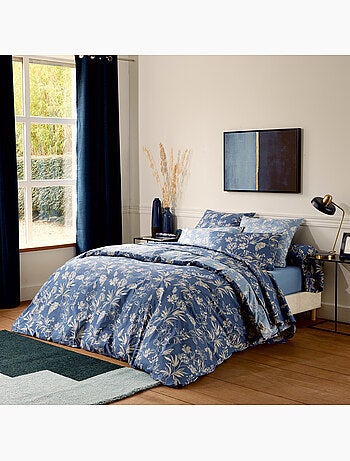 Parure de lit 3 pièces percale de coton végétal housse de couette + taies