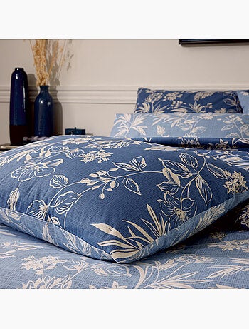 Parure de lit 3 pièces percale de coton végétal housse de couette + taies