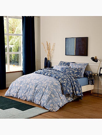 Parure de lit 3 pièces percale de coton végétal housse de couette + taies