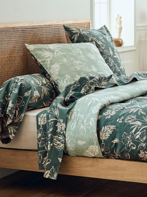 Parure de lit 3 pièces percale de coton végétal housse de couette + taies - Kiabi