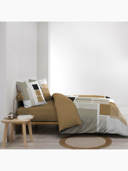 Parure de lit 3 pièces quadro miel – imprimé géométrique - Kiabi Parure de lit 3 pièces quadro miel – imprimé géométrique - Kiabi
