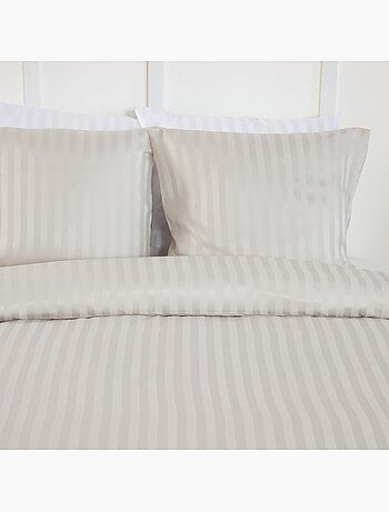 Parure de lit 3 pièces satin à fines rayures housse + taies