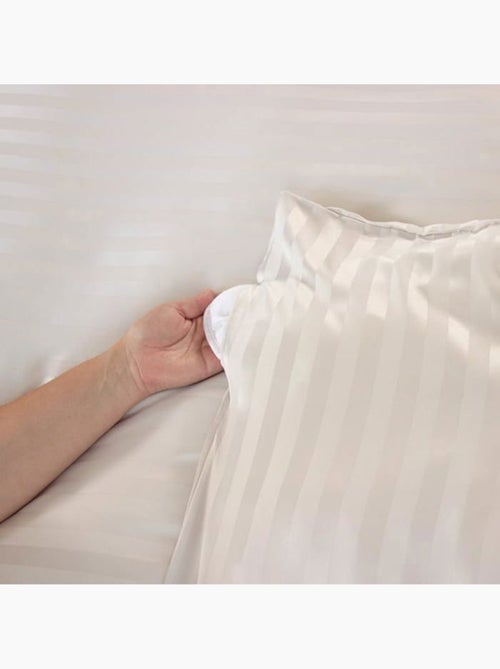 Parure de lit 3 pièces satin à fines rayures housse + taies - Kiabi