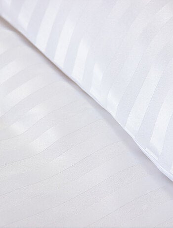 Parure de lit 3 pièces satin à fines rayures housse + taies
