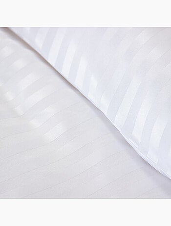 Parure de lit 3 pièces satin à fines rayures housse + taies