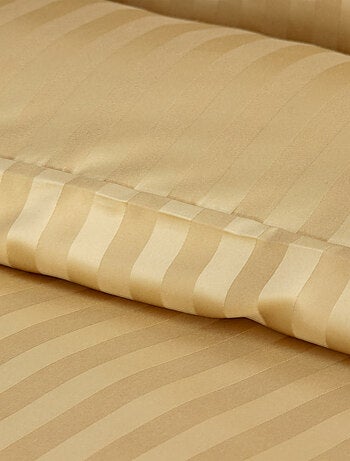 Parure de lit 3 pièces satin à fines rayures housse + taies