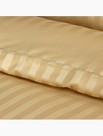 Parure de lit 3 pièces satin à fines rayures housse + taies