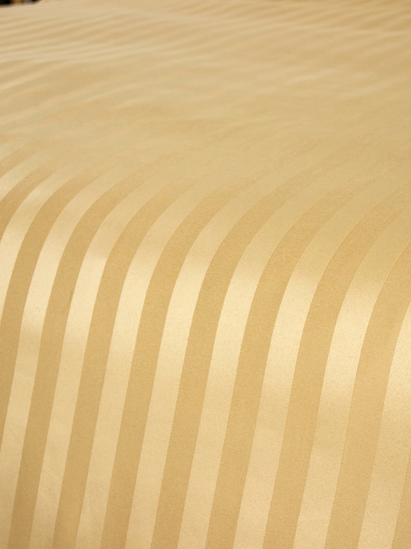 Parure de lit 3 pièces satin à fines rayures housse + taies Jaune - Kiabi