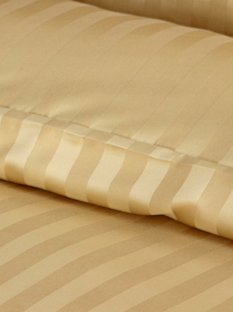 Parure de lit 3 pièces satin à fines rayures housse + taies Jaune - Kiabi
