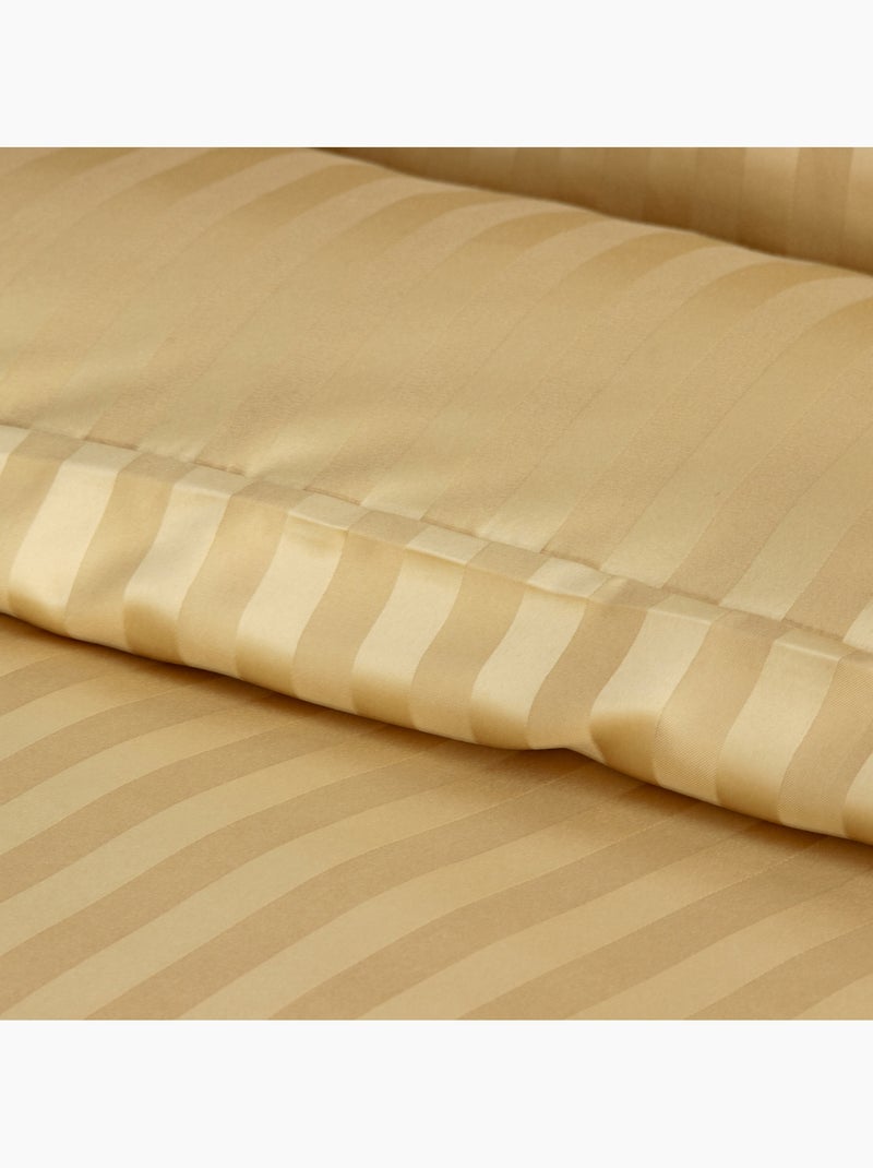 Parure de lit 3 pièces satin à fines rayures housse + taies Jaune - Kiabi