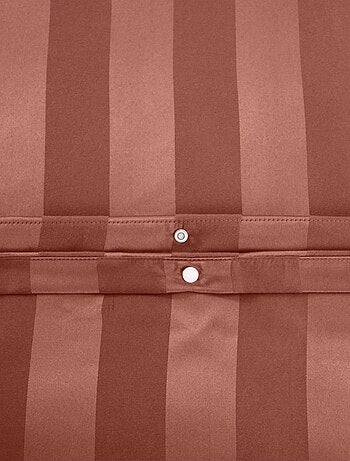 Parure de lit 3 pièces satin à fines rayures housse + taies