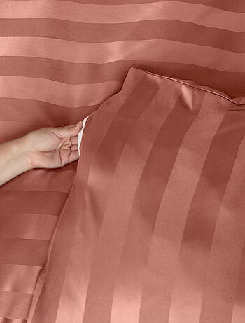 Parure de lit 3 pièces satin à fines rayures housse + taies