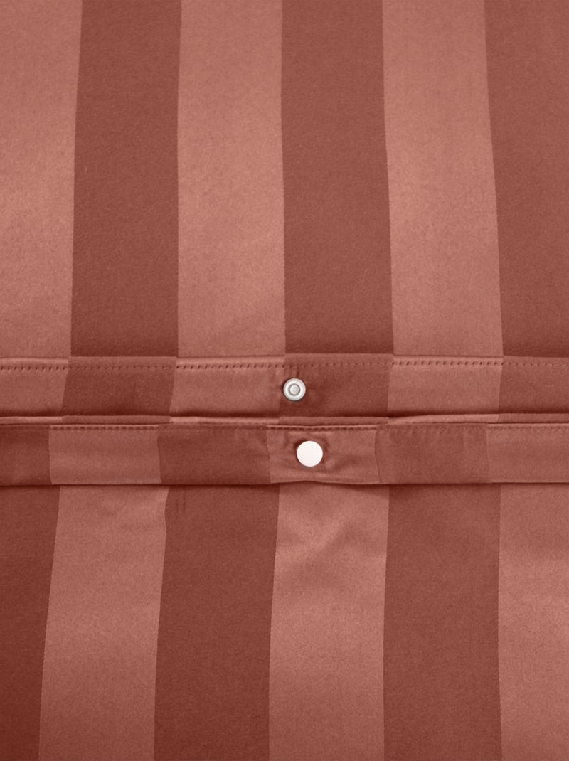 Parure de lit 3 pièces satin à fines rayures housse + taies Orange - Kiabi