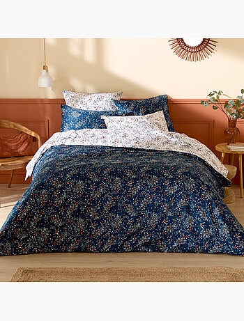 Parure de lit 3 pièces satin de coton 110 fils floral housse + taies