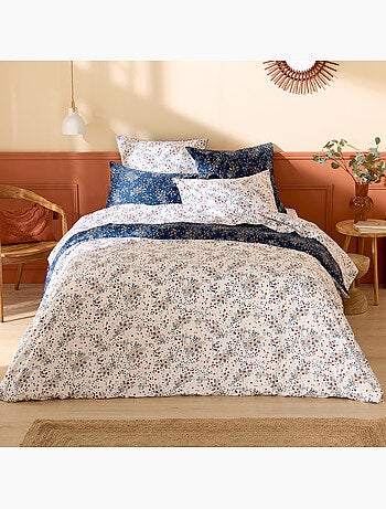 Parure de lit 3 pièces satin de coton 110 fils floral housse + taies