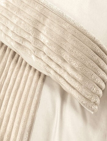 Parure de lit 3 pièces velours bande côtelé housse + taies