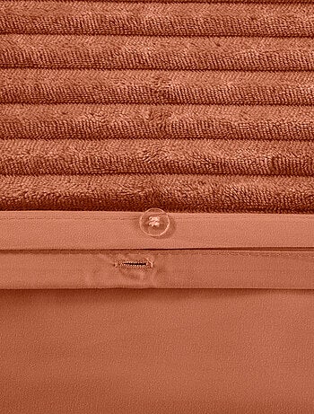 Parure de lit 3 pièces velours bande côtelé housse + taies
