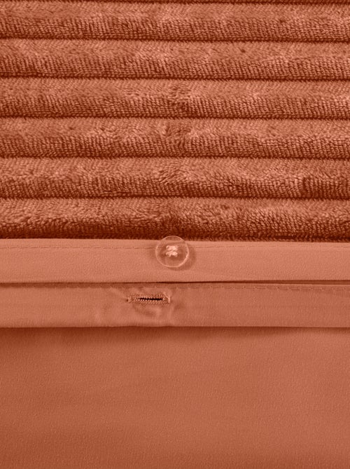 Parure de lit 3 pièces velours bande côtelé housse + taies - Kiabi