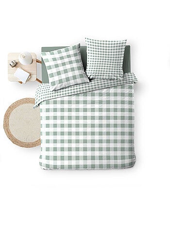 Parure de lit 3 pièces VICTORINE – Vichy coton 57 fils réversible