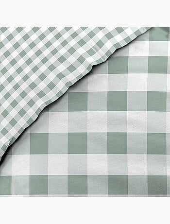 Parure de lit 3 pièces VICTORINE – Vichy coton 57 fils réversible