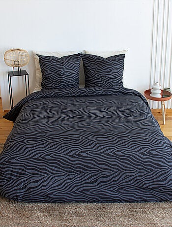 Parure de lit 3 pièces zèbre coton housse + taies