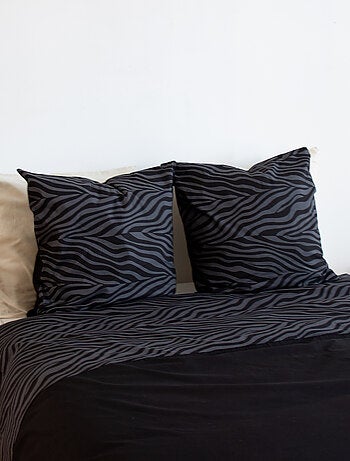 Parure de lit 3 pièces zèbre coton housse + taies