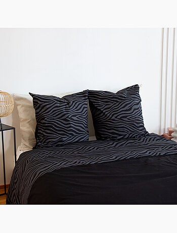 Parure de lit 3 pièces zèbre coton housse + taies