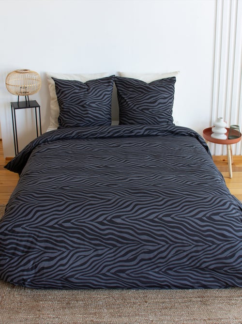 Parure de lit 3 pièces zèbre coton housse + taies - Kiabi