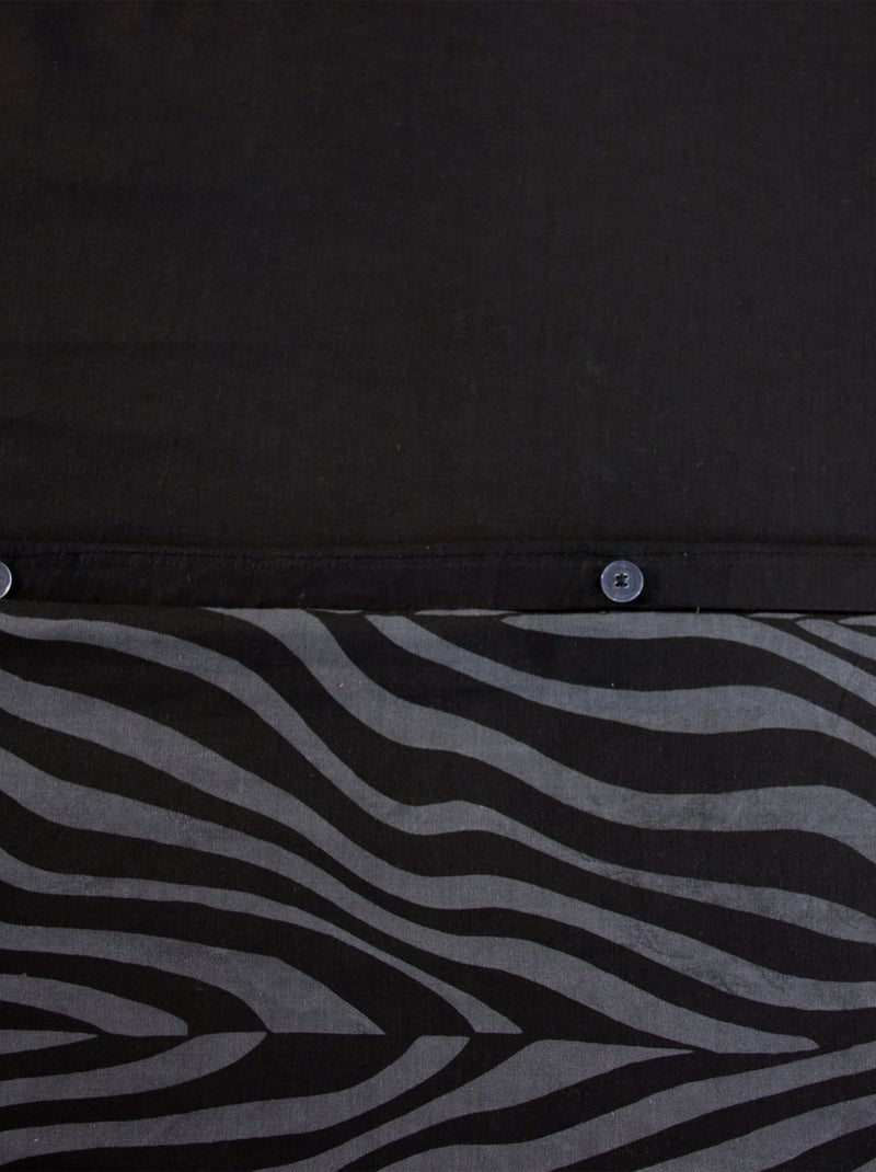 Parure de lit 3 pièces zèbre coton housse + taies Noir - Kiabi