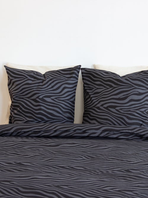 Parure de lit 3 pièces zèbre coton housse + taies - Kiabi