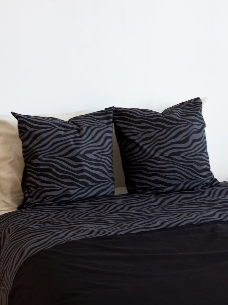 Parure de lit 3 pièces zèbre coton housse + taies Noir - Kiabi