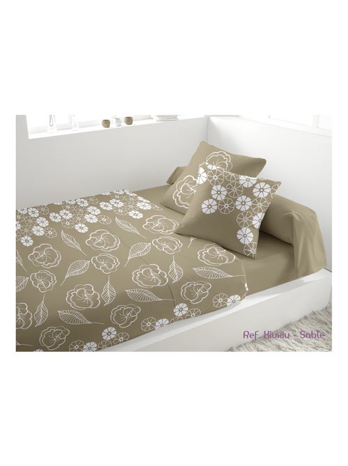 Parure de lit 5 pièces en percale XIUXIU sable - Kiabi Parure de lit 5 pièces en percale XIUXIU sable - Kiabi