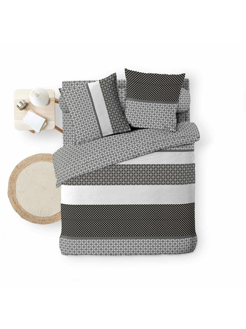 Parure de lit 6 pièces MEIKO – 100% coton – 42 fils/cm² gris anthracite - Kiabi