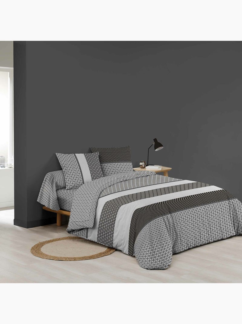 Parure de lit 6 pièces MEIKO – 100% coton – 42 fils/cm² gris anthracite - Kiabi