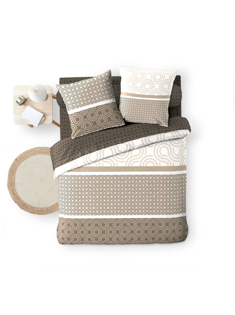 Parure de lit 6 pièces PACHA – 100% coton – 42 fils/cm² Taupe - Kiabi