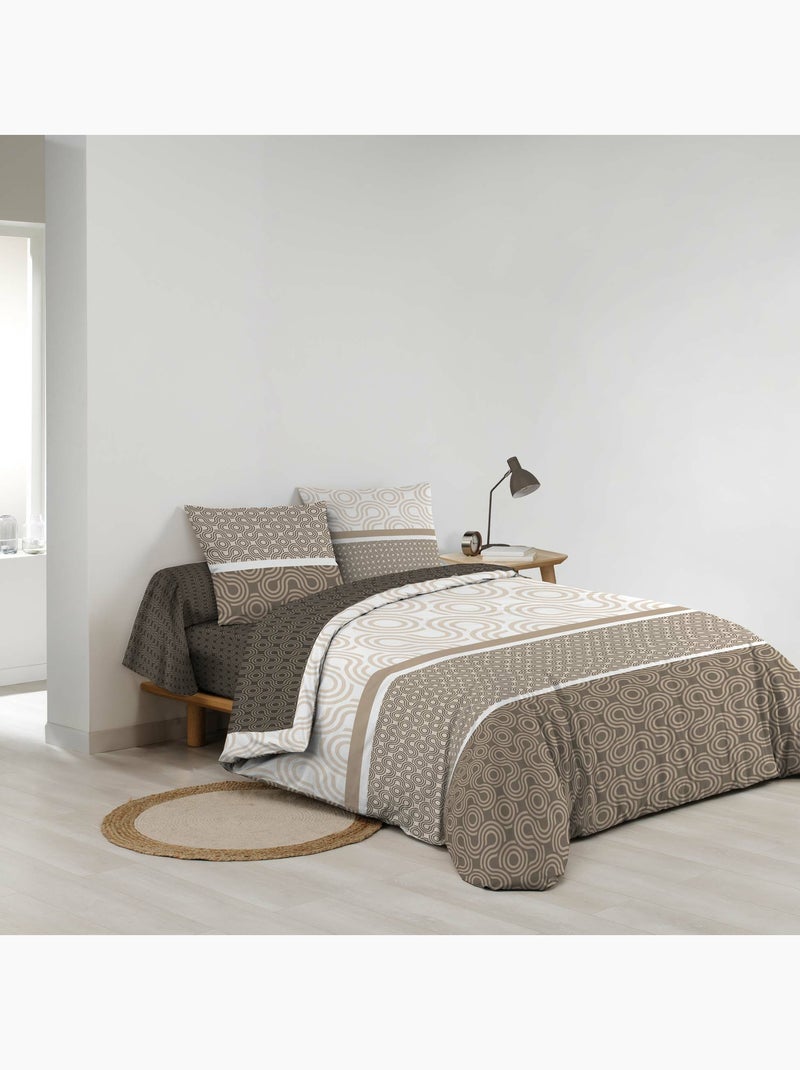 Parure de lit 6 pièces PACHA – 100% coton – 42 fils/cm² Taupe - Kiabi