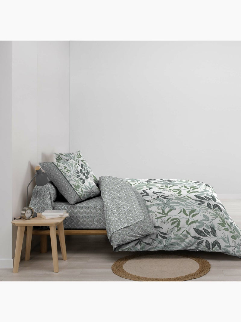 Parure de lit 6 pièces VOLTINE – 100% coton – 42 fils/cm² Vert Sauge - Kiabi