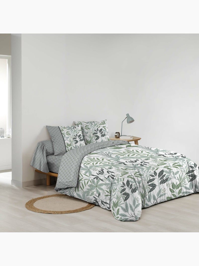 Parure de lit 6 pièces VOLTINE – 100% coton – 42 fils/cm² Vert Sauge - Kiabi