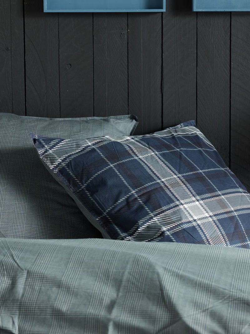 Parure de lit à carreaux - 2 personnes Bleu - Kiabi