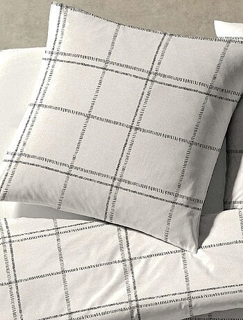 Parure de lit à carreaux écru