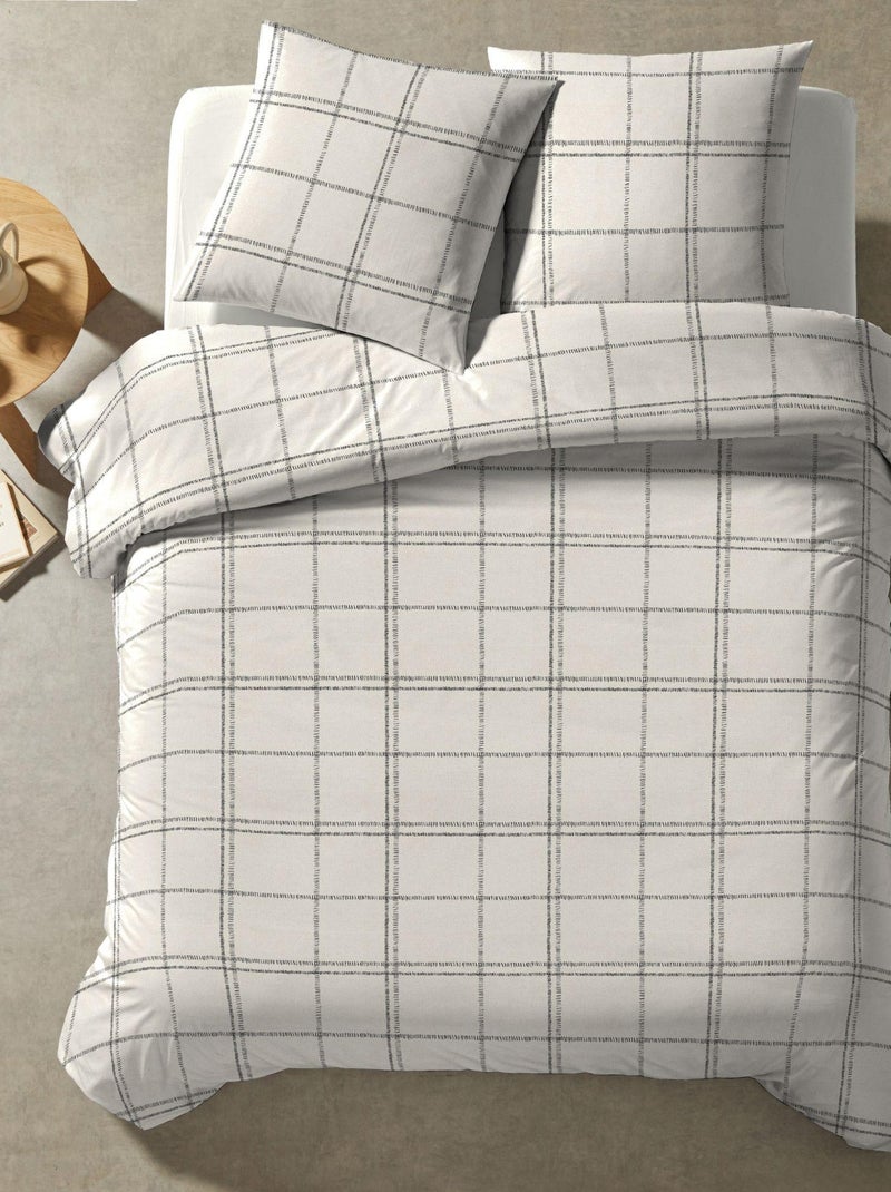 Parure de lit à carreaux écru Ecru - Kiabi