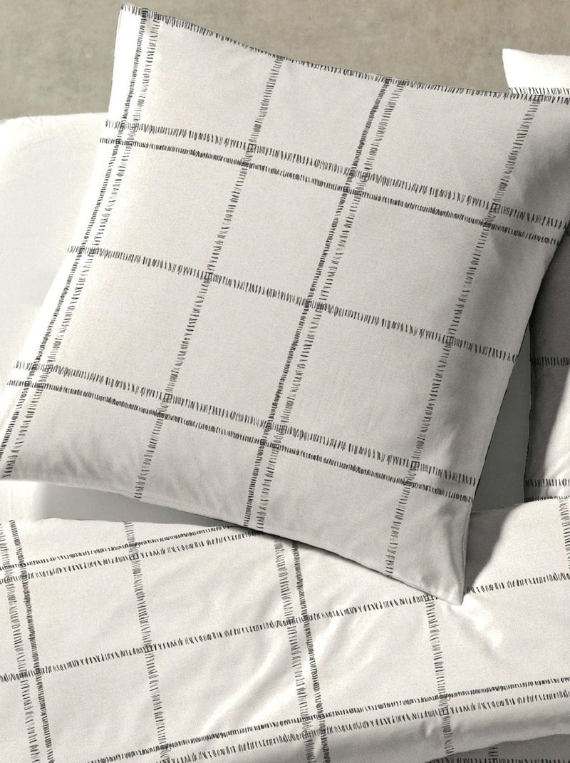 Parure de lit à carreaux écru Ecru - Kiabi