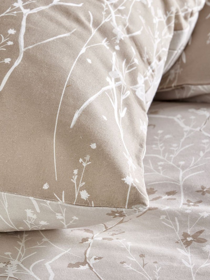 Parure de lit à fleurs - 2 personnes Beige - Kiabi
