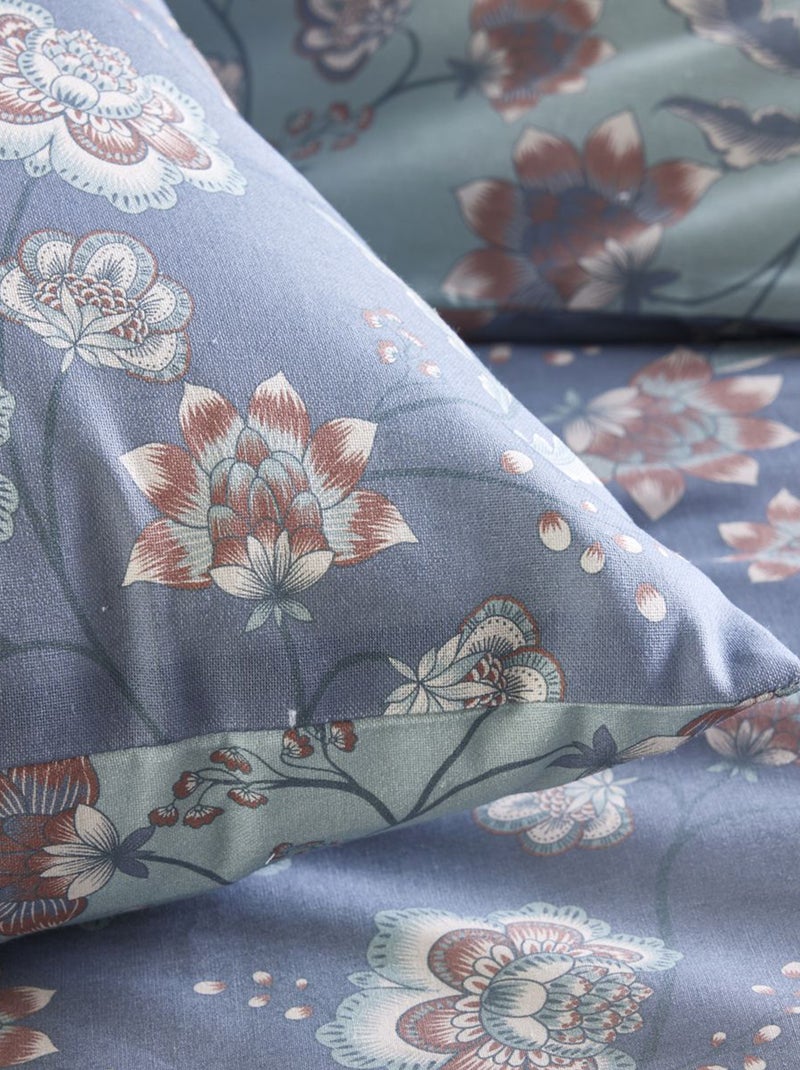 Parure de lit à fleurs - 2 personnes Bleu/gris - Kiabi